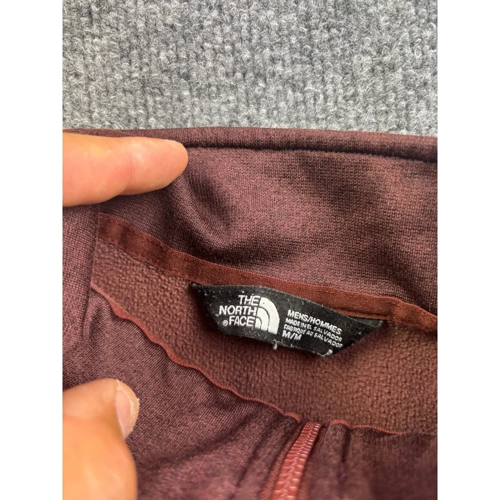 The North Face Quarter Zip Pullover Mens Medium Maroon Fleece Lined‎